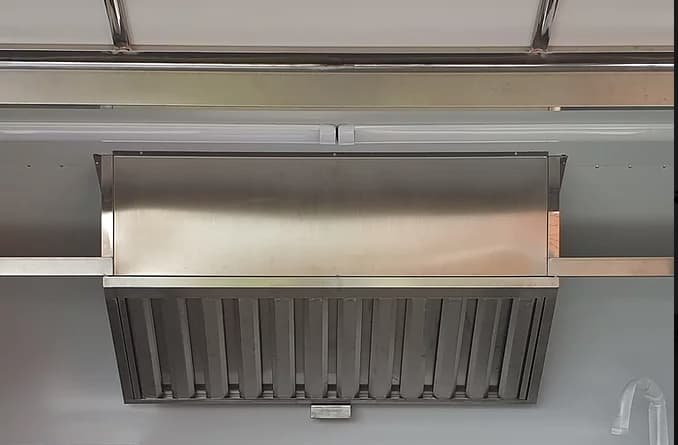 Range hood on food trailer