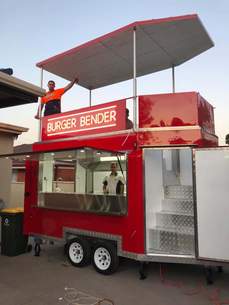 Mobile Burger trailer with double deck